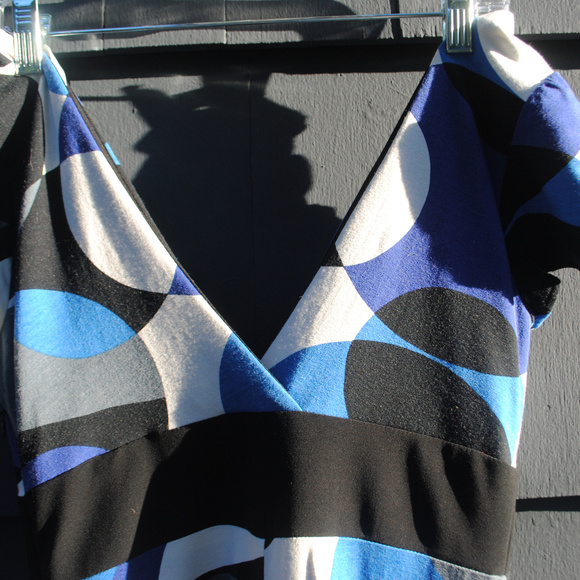 Blck blue wht midi cute dress OCbyOC - Picture 2 of 4